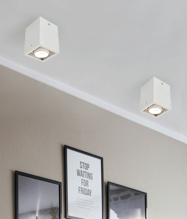 LED COB 10W 에크루 사각직부 화이트 블랙